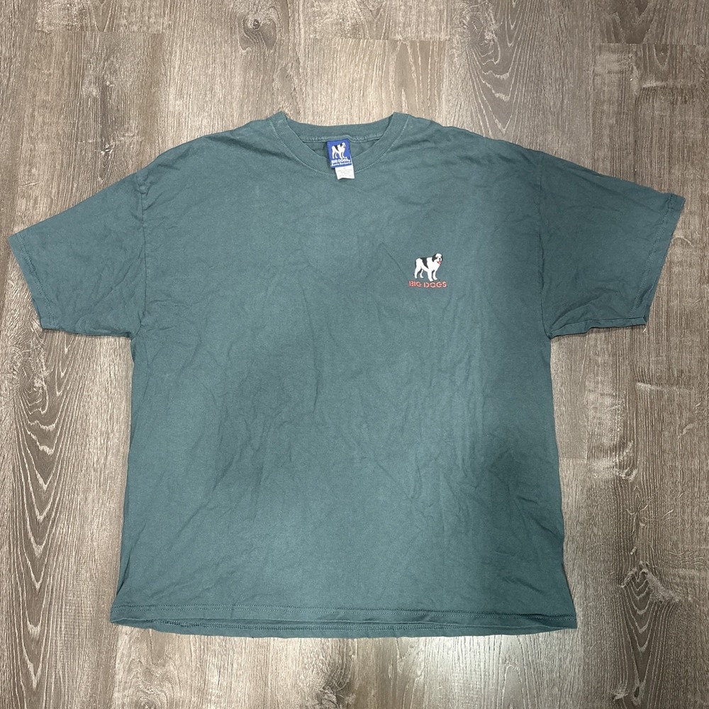 Vtg Big Dogs T Shirt Mens 2XL Green Beer Graphic It's Five O' Clock Somewhere